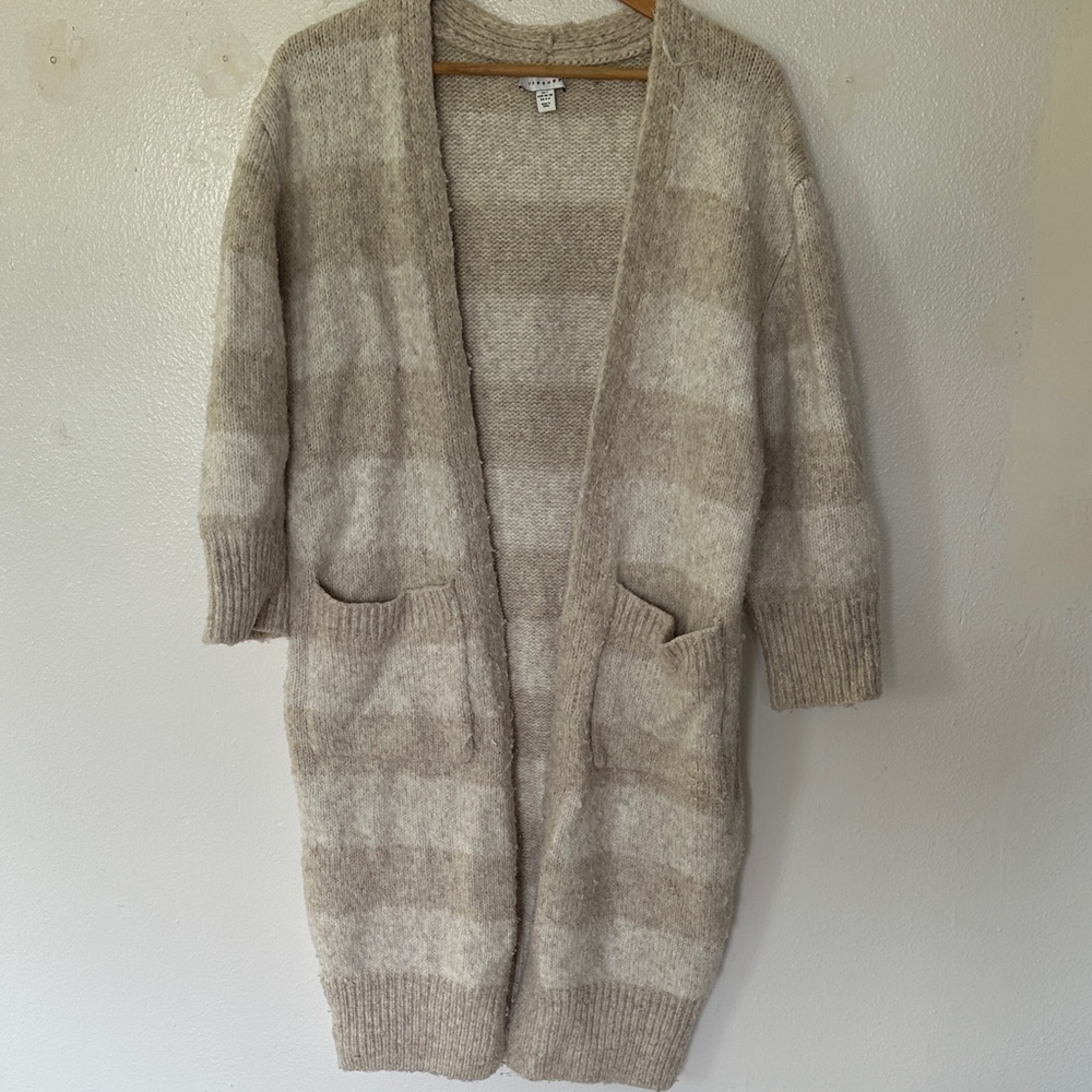 Topshop Cozy Beige Striped Women's Sweater Size: Small